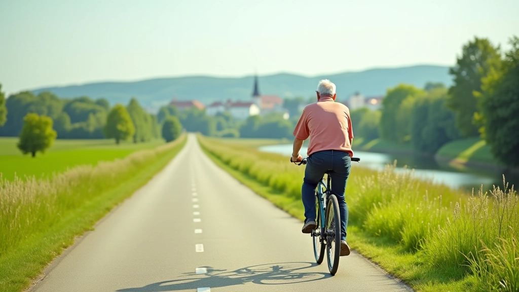 Scenic view of Prague to Vienna cycling route with historic towns and river landscape